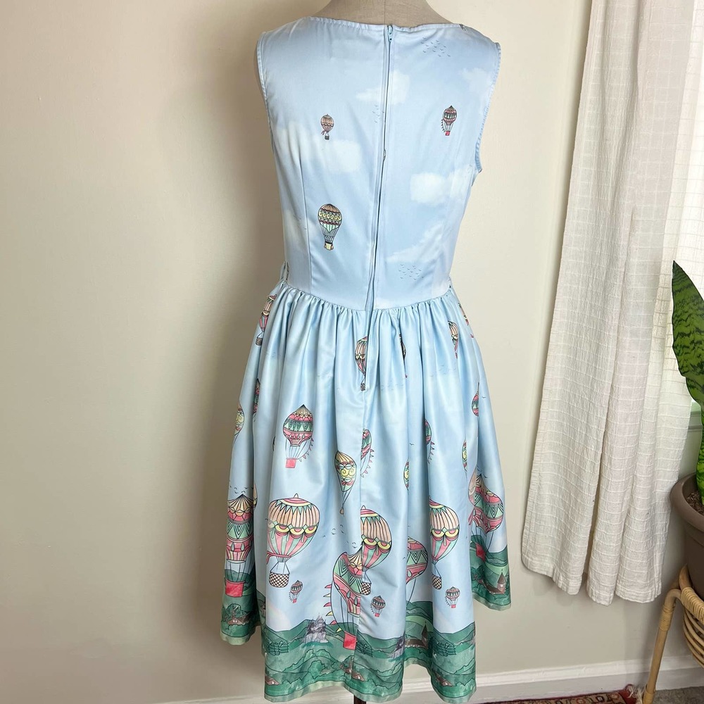 Lindy Bop Light Blue Hot Air Balloon Swing Dress - Picture 4 of 6